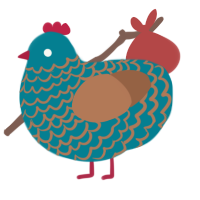 A sea and brown chicken with a lace pattern