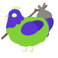 A grass and indigo chicken with a head pattern