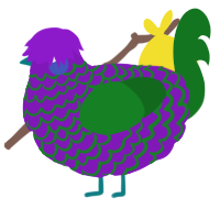 A violet and leaf chicken with a lace pattern