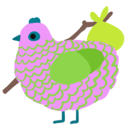 A lavender and grass chicken with a lace pattern