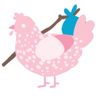 A rose chicken with a speckle pattern
