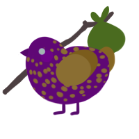 A plum and orange chicken with a speckle pattern