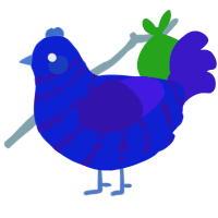 A yellow and lime chicken with a bar pattern
