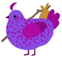 A blurple and plum chicken with a speckle pattern