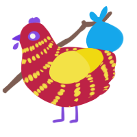 Maxx - Subject 189, a crimson and yellow chicken with a bar pattern
