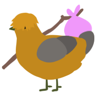 A ochre and grey chicken