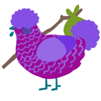 A plum and blurple chicken with a lace pattern