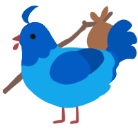 John, a sky and ultramarine chicken with a head pattern