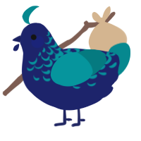 A navy and teal chicken with a half-lace pattern