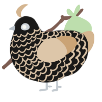 A sable and beige chicken with a lace pattern