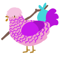 A pink and amethyst chicken with a lace pattern