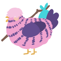 A pink and overcast chicken with a bar pattern