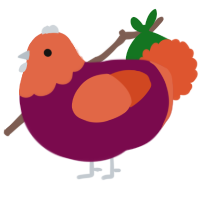 A wine and vermilion chicken with a head pattern