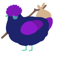 A navy and violet chicken