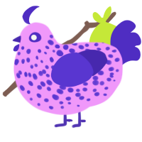 A lavender and indigo chicken with a speckle pattern
