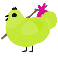A lime chicken with a head pattern