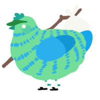 A spring and sky chicken with a bar pattern