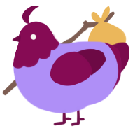 A lilac and wine chicken with a head pattern