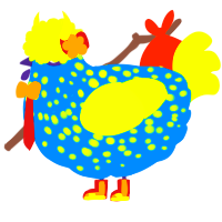 A sapphire and lime chicken with a speckle pattern