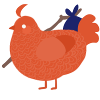 A vermilion chicken with a double-lace pattern