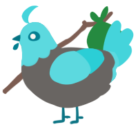A grey and aqua chicken with a head pattern