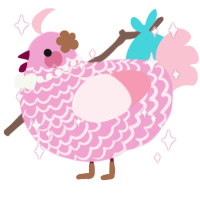 A pink and rose chicken with a lace pattern