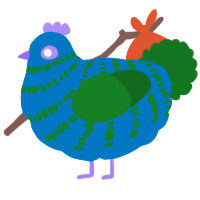 A sapphire and leaf chicken with a bar pattern