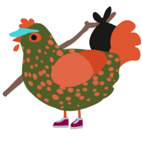 Pimento, a olive and vermilion chicken with a speckle pattern