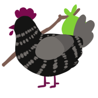 A black and grey chicken with a bar pattern
