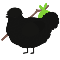 A black chicken with a lace pattern