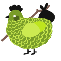 A chartreuse and lime chicken with a lace pattern
