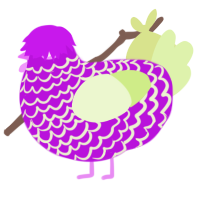A amethyst and apple chicken with a lace pattern