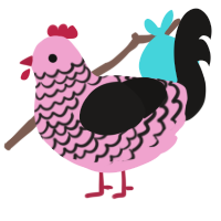 A pink and sable chicken with a lace pattern