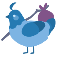 A aqua and sea chicken with a head pattern