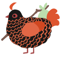 A sable and vermilion chicken with a lace pattern