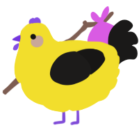 A yellow and sable chicken