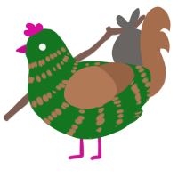 A leaf and brown chicken with a bar pattern