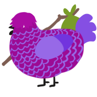 A plum and blurple chicken with a lace pattern