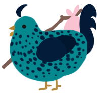 A teal and tumblr chicken with a speckle pattern