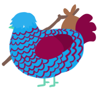 A sky and maroon chicken with a lace pattern