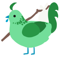 A spring and viridian chicken with a neck-speckle pattern