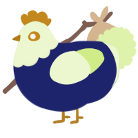 A navy and apple chicken with a head pattern