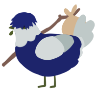 A navy and silver chicken with a head pattern