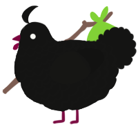 A black chicken with a lace pattern