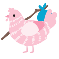A rose chicken with a bar pattern
