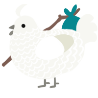 A white chicken with a lace pattern
