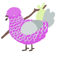 Rosette, a orchid and silver chicken with a lace pattern
