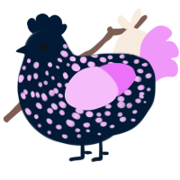 Niyon, a tumblr and lavender chicken with a speckle pattern