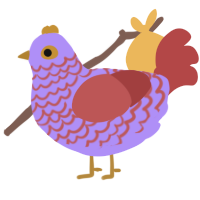 Rusty, a lilac and red chicken with a lace pattern