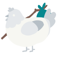 A white and mist chicken with a head pattern